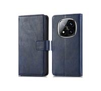 Coque pour Xiaomi Redmi Note 14 Pro (4G) Similicuir Bleu foncé