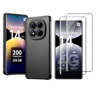Coque Pour Xiaomi Redmi Note 14 Pro 5g Avec 2 Verre Trempé, Coque Arrière Antichoc Translucide Givrée Fine - Noir - Hqselection®