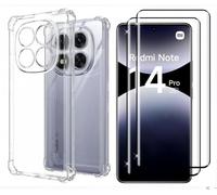 HQ-CLOUD Coque pour Xiaomi Redmi Note 14 Pro 5G avec 2 Pièces Protection Écran en Verre Trempé,Ultra Transparent Étui de Protection en Silicone Antichoc avec Coins Renforcés