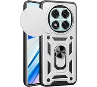 Coque Pour Xiaomi Redmi Note 14 Pro 5g Étui Avec Anneau 360°And Cache Objectif, Housse Protection Avec Support Magnétique, Coque Bumper Antichoc. Argent[Wke01468]