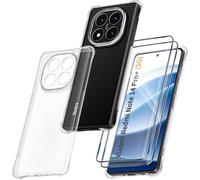 HQ-CLOUD Coque pour Xiaomi Redmi Note 14 Pro Plus 5G avec 2 Pièces Protection Écran en Verre Trempé,Ultra Transparent Étui de Protection en Silicone Antichoc avec Coins Renforcés