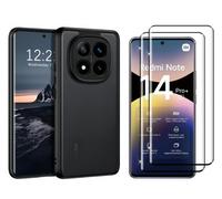 Coque pour XIAOMI REDMI NOTE 14 PRO PLUS 5G Avec 2 Verre Trempé , Coque Arrière Antichoc Translucide Givrée Fine - Noir