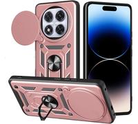 Coque Pour Xiaomi Redmi Note 14 Pro+ Plus 5g Étui Avec Anneau 360°And Cache Objectif, Housse Protection Avec Support Magnétique, Coque Bumper Antichoc. Or Rose[Wke01464]