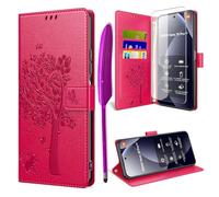 Coque pour Xiaomi Redmi Note 15 Pro 5G avec Verre Trempé, Étuis Rabat Folio Anti-Choc Protection Housse Cuir PU Portefeuille [Fermeture Magnétique][Emplacements Cartes][Stand Feature] - Fuchsia