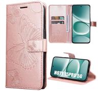 Coque pour Xiaomi Redmi Note 15 Pro 5G - Cuir Synthétique Antichoc Anti-Rayures Motif Papillon Rose