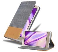 Cadorabo Housse Compatible Avec Xiaomi Redmi Note 3 En Gris Clair Marron - Étui De Protection Avec Fermeture Magnétique, Fonction De Support Et Compartiment Pour Carte