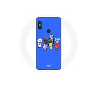 Coque pour Xiaomi Redmi Note 5 AI Dual Camera BTS BT21 Tata Chimmy Cooky Rj Koya Shooky Et Mang Jouent De la musique Fond Bleu