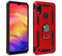 Coque pour Xiaomi Redmi Note 7 Bi matière Rigide et Souple Bague Support Vidéo Rouge