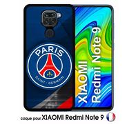 Coque Pour Xiaomi Redmi Note 9 - Psg Paris Saint Germain Metalise - Silicone - Noir