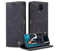 Coque pour Xiaomi Redmi Note 9S/Note 9 Pro Max Cuir PU, Portefeuille Etui pour Redmi Note 9S Coque Magnétique Flip Case avec Fonction Support Fente Carte Housse 360 Degrés Antichoc Protection,Noir