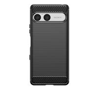Coque pour Xperia 10 VII en Silicone Effet Carbone Texture Brossée Noir