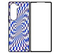 Coque Pour Z Fold 6 En Silicone Illusion D'optique De Protection Bleu Telephone Carre Mobile Mirage Bicolore Carreaux Samsung Galaxy