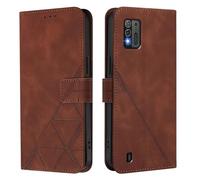 Coque pour ZTE Blade A52 Lite, Housse en Cuir PU Pochette de Portefeuille Magnétique Etui de Protection Étui à Rabat pour ZTE Blade A52 Lite, Marron