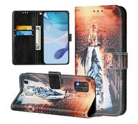 Coque pour ZTE Blade A52 Lite Housse PU Cuir Portefeuille Magnétique Flip Étui à Rabat Case avec TPU Housse [Emplacements Cartes] [Fonction Support] pour ZTE Blade A52 Lite, Chat Tigre