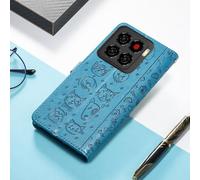 COQUE pour ZTE Blade A56, avec [Emplacement pour Carte] [Support] [Lanière], Motif Chat et Chien Mignon, Portefeuille pour téléphone Portable, Housse pour ZTE Blade A56-Bleu
