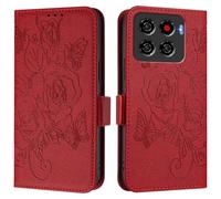 Coque pour ZTE Blade A56 Pro, Antichoc TPU Housse Etui en Cuir PU Portefeuille, RFID Blocage, Béquille, Fentes pour Cartes, Protection Coque pour ZTE Blade A56 Pro, Rouge