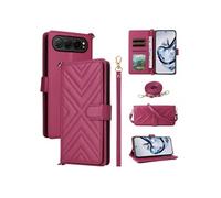 Coque pour ZTE nubia Air 5G Etui Portefeuille pour Téléphone Portable en Cuir PU Souple avec Fermeture Magnétique Bandoulière Longue et Porte-cartes