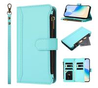 Coque pour ZTE Nubia RedMagic 11 Air, Fermeture éclair Case Portefeuille en Cuir PU avec Cover en TPU, Étui Multifonctionnel 9 Porte-Cartes Housse pour ZTE Nubia RedMagic 11 Air, Vert Menthe