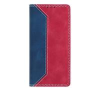 Coque pour ZTE nubia Z60S Pro 5G Téléphone Étui à Rabat Style Simple Cuir PU Pare-Chocs en TPU Anti-Chocs Anti-Poussière Fonction Support Porte-Cartes pour ZTE nubia Z60S Pro 5G,Bleu Foncé/Rouge