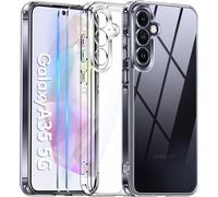 Coque Protection Caméra Pour Samsung Galaxy A35 5g Et 2 Pièces Verre Trempé, Coque Samsung A35 Mince Antichoc Anti-Jaune Anti-Rayures Housse, Transparent