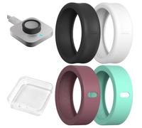 Coque Protection pour Oura Ring Gen 4/4 Céramique/Gen 3 Horizon/Heritage | Exclusif Double Texture, avec Étui Rangement, Anti-Rayures, Lot de 4 Silicone Protecteur pour Femmes et Hommes Travail/Sport
