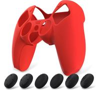 Coque Protection Pour Ps5 Manette,Housse Silicone Avec 6 Capuchon Joystick Pour Ps5 Grip Cover Skin Compatible Avec Station De Charge-Rouge Passion,Pure Series