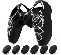 Coque Protection Pour Ps5 Manette,Housse Silicone Avec 6 Capuchon Joystick Pour Ps5 Grip Cover Skin Compatible Avec Station De Charge-Sculpter Crâne,Pure Series