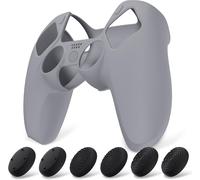 Coque Protection Pour Ps5 Manette,Housse Silicone Avec 6 Capuchon Joystick Pour Ps5 Grip Cover Skin Compatible Avec Station De Charge-Gris,Pure Series