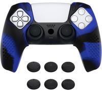 Coque Protection Pour Ps5 Manette,Housse Silicone Avec Capuchon Joystick Pour Ps5 Controller Cover Skin Antidérapante Compatible Avec Station De Charge-Bleu & Noir