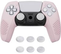 Coque Protection Pour Ps5 Manette,Housse Silicone Avec Capuchon Joystick Pour Ps5 Controller Cover Skin Antidérapante Compatible Avec Station De Charge-Rose