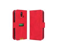 Coque Protective Blackview BV7200 avec Porte-Cartes Etui en PU Cuir Flip Stand avec Support Intégré Compatible Blackview BV7200-Rouge