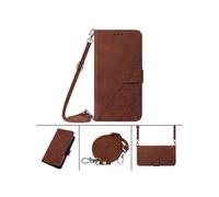 Coque Protective FOXDOCK Honor Magic 5 Pro Protection complète Soft PU Le cuir flip portefeuille Case de téléphone avec une sangle longue compatible