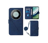 Coque Protective FOXDOCK Huawei Mate 60 Pro Protection complète Soft PU Le cuir flip portefeuille Case de téléphone avec une sangle longue compatible