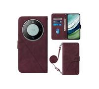 Coque Protective FOXDOCK Huawei Mate 60 Pro Protection complète Soft PU Le cuir flip portefeuille Case de téléphone avec une sangle longue compatible