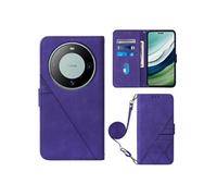 Coque Protective FOXDOCK Huawei Mate 60 Pro Protection complète Soft PU Le cuir flip portefeuille Case de téléphone avec une sangle longue compatible