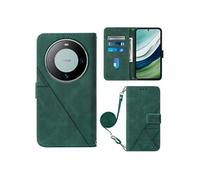 Coque Protective FOXDOCK Huawei Mate 60 Protection complète Soft PU Le cuir flip portefeuille Case de téléphone avec une sangle longue compatible