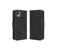 Coque Protective FOXDOCK Nokia C110 4G avec Porte-Cartes Etui en PU Cuir Flip Stand avec Support Intégré Compatible Nokia C110 4G-Noir