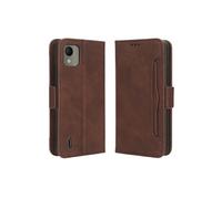 Coque Protective FOXDOCK Nokia C110 4G avec Porte-Cartes Etui en PU Cuir Flip Stand avec Support Intégré Compatible Nokia C110 4G-Marron