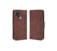 Coque Protective FOXDOCK Nokia C21 Plus avec Porte-Cartes Etui en PU Cuir Flip Stand avec Support Intégré Compatible Nokia C21 Plus-Marron