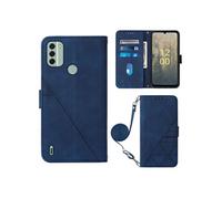 Coque Protective FOXDOCK Nokia C31 Protection complète Soft PU Le cuir flip portefeuille Case de téléphone avec une sangle longue compatible avec