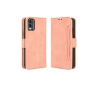 Coque Protective FOXDOCK Nokia C32 4G avec Porte-Cartes Etui en PU Cuir Flip Stand avec Support Intégré Compatible Nokia C32 4G-Rose