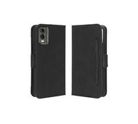 Coque Protective FOXDOCK Nokia C32 4G avec Porte-Cartes Etui en PU Cuir Flip Stand avec Support Intégré Compatible Nokia C32 4G-Noir