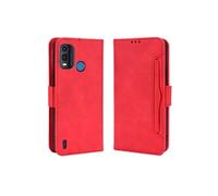 Coque Protective FOXDOCK Nokia G11 Plus avec Porte-Cartes Etui en PU Cuir Flip Stand avec Support Intégré Compatible Nokia G11 Plus-Rouge