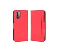Coque Protective FOXDOCK Nokia G21/G11 avec Porte-Cartes Etui en PU Cuir Flip Stand avec Support Intégré Compatible Nokia G21/G11-Rouge