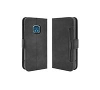 Coque Protective FOXDOCK Nokia XR 20 avec Porte-Cartes Etui en PU Cuir Flip Stand avec Support Intégré Compatible Nokia XR 20-Noir