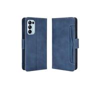 Coque Protective FOXDOCK OPPO Find X3 Lite avec Porte-Cartes Etui en PU Cuir Flip Stand avec Support Intégré Compatible OPPO Find X3 Lite-Bleu