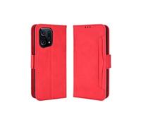 Coque Protective FOXDOCK OPPO Find X5 avec Porte-Cartes Etui en PU Cuir Flip Stand avec Support Intégré Compatible OPPO Find X5-Rouge