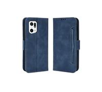Coque Protective FOXDOCK OPPO Find X5 Pro avec Porte-Cartes Etui en PU Cuir Flip Stand avec Support Intégré Compatible OPPO Find X5 Pro-Bleu