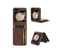 Coque Protective FOXDOCK Samsung Galaxy Z Flip 5 avec Porte-Cartes Etui en PU Cuir Flip Stand avec Support Intégré Compatible Samsung Galaxy Z Flip