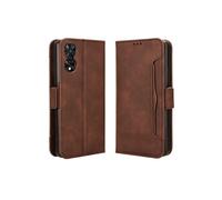 Coque Protective FOXDOCK TCL 505 4G avec Porte-Cartes Etui en PU Cuir Flip Stand avec Support Intégré Compatible TCL 505 4G-Marron